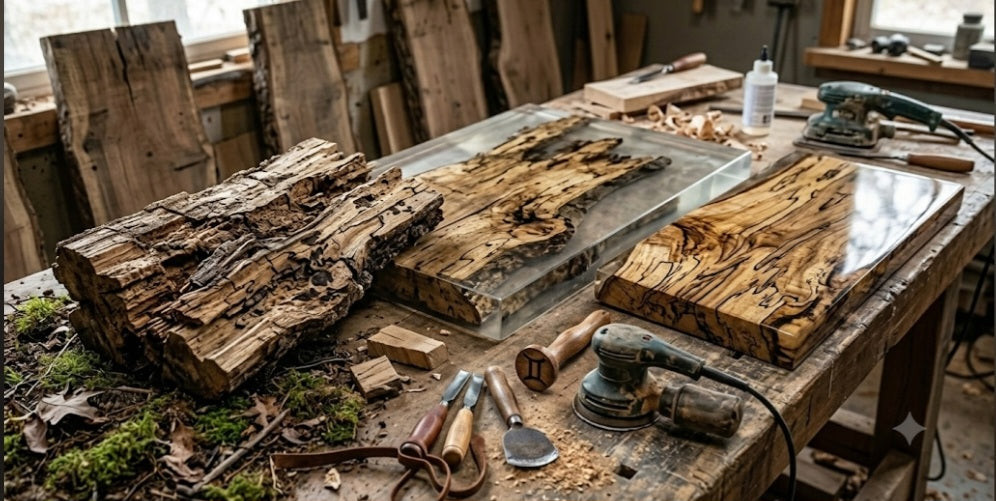 Reclaimed wood and epoxy art – one-of-a-kind sculptures
