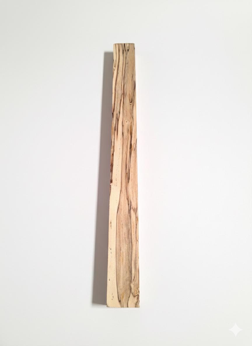 Unique spalted wood blank with cream-to-honey color and dark lines