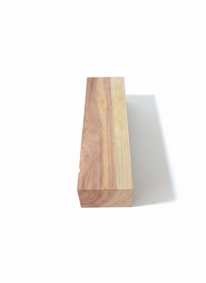 Square pink cream hardwood turning blank with subtle silky figure