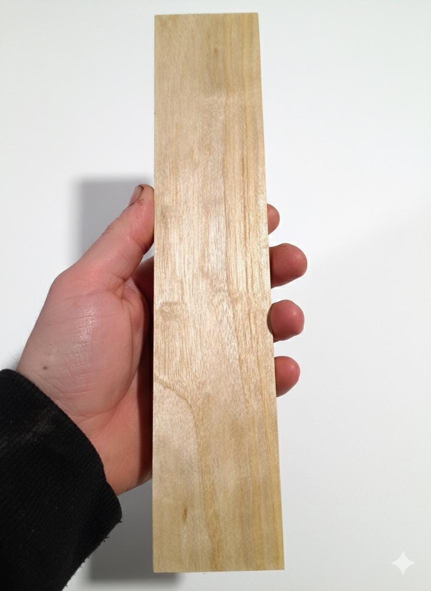 Golden-yellow exotic wood turning blank, 11.25 in, subtle green undertone