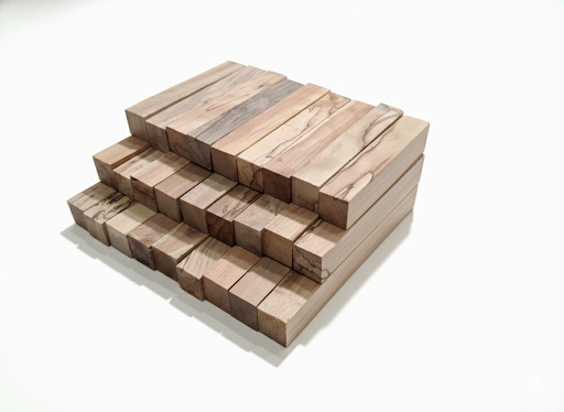 Spalted maple pen blanks showing pale wood and varied dark spalting