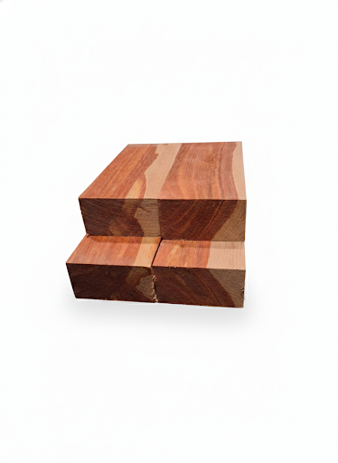 Fire Padouk hardwood blank showing red grain for turning and handles