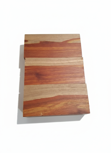 Fire Padouk turning blank, side view of compact red hardwood block