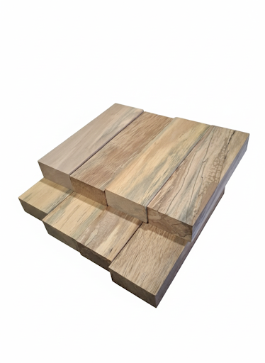 Natural spalted hardwood blank showing marbled figure and organic contrast