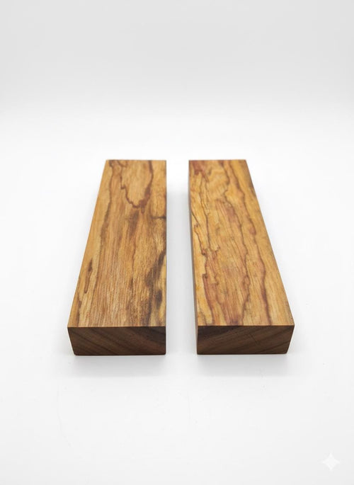 Canary Wood figured blocks, exact set of two, 8.5 × 2.5 × 1 in