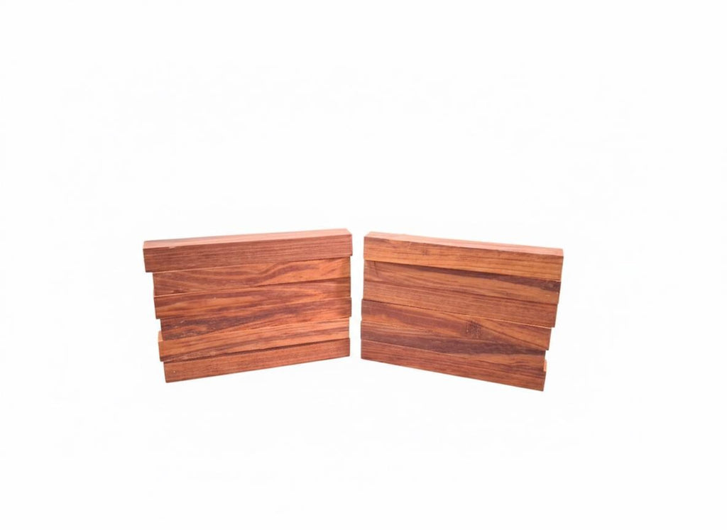 Chatoyant Red Mahogany pen blank set with red-to-golden-brown grain