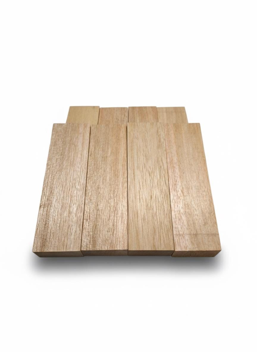 Lightweight orange exotic wood blank, 7 in, fine natural grain