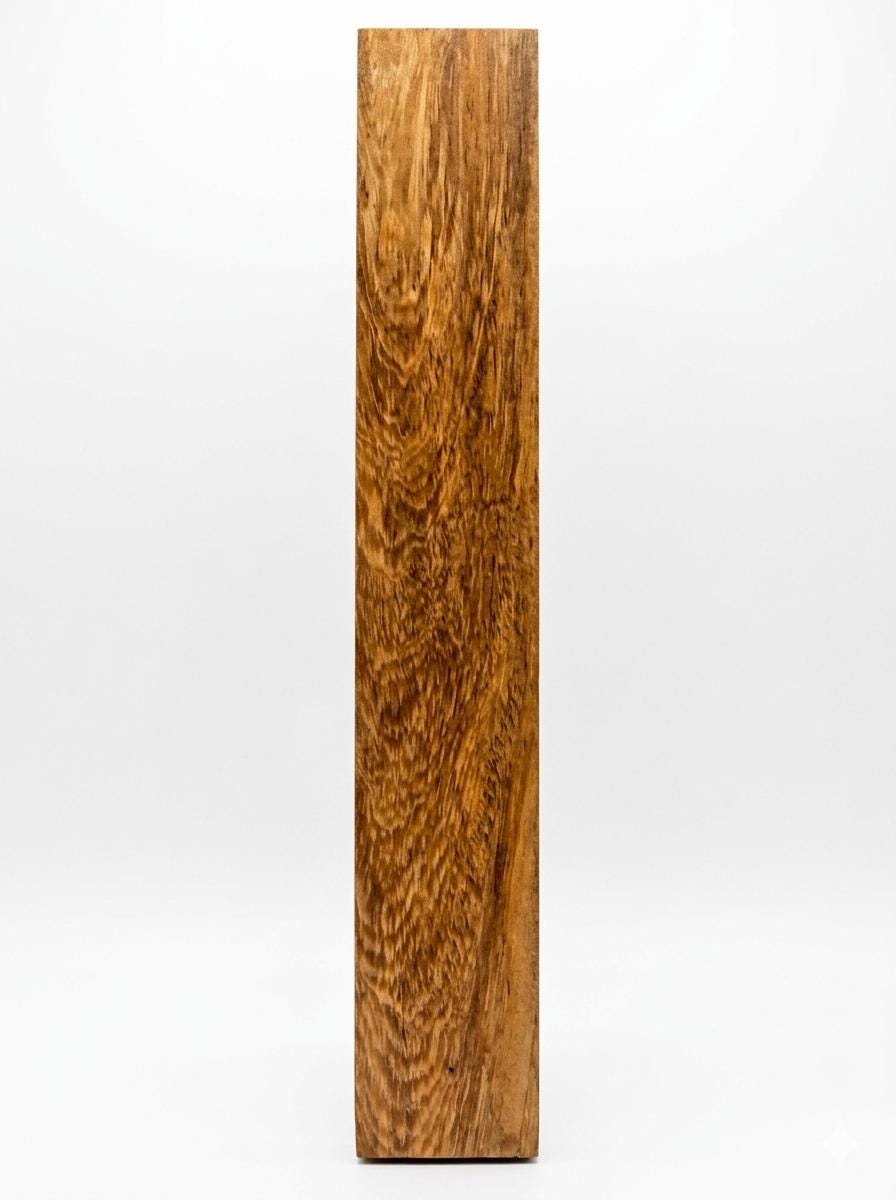 Canary Wood blank, 13 in, golden-yellow with dark contrasting grain