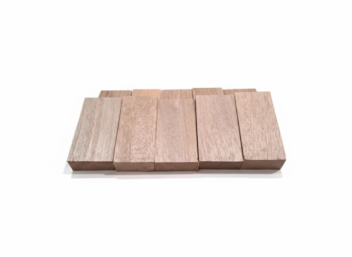 Exotic wood blank with silky pink, golden and light-gray tones