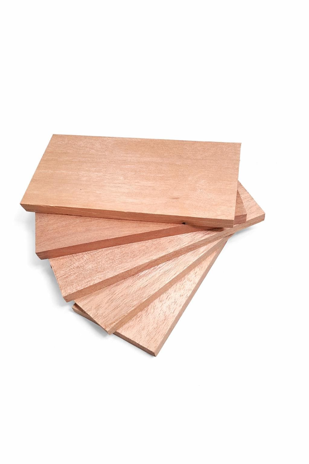 Set of four Pink Mahogany wood boards with fine warm grain