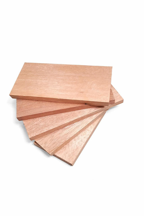 Set of four Pink Mahogany wood boards with fine warm grain