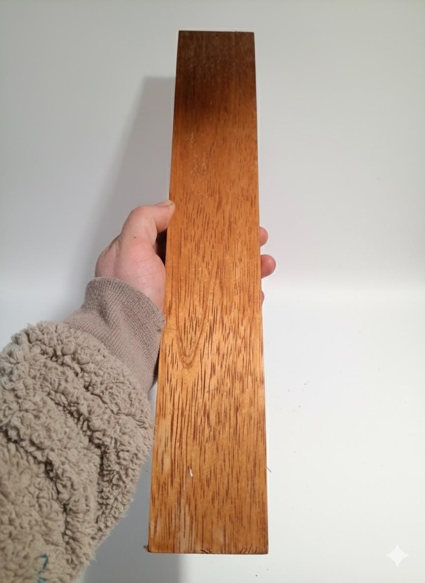 Figured exotic hardwood turning blank, 16.5 in, bold cathedral grain