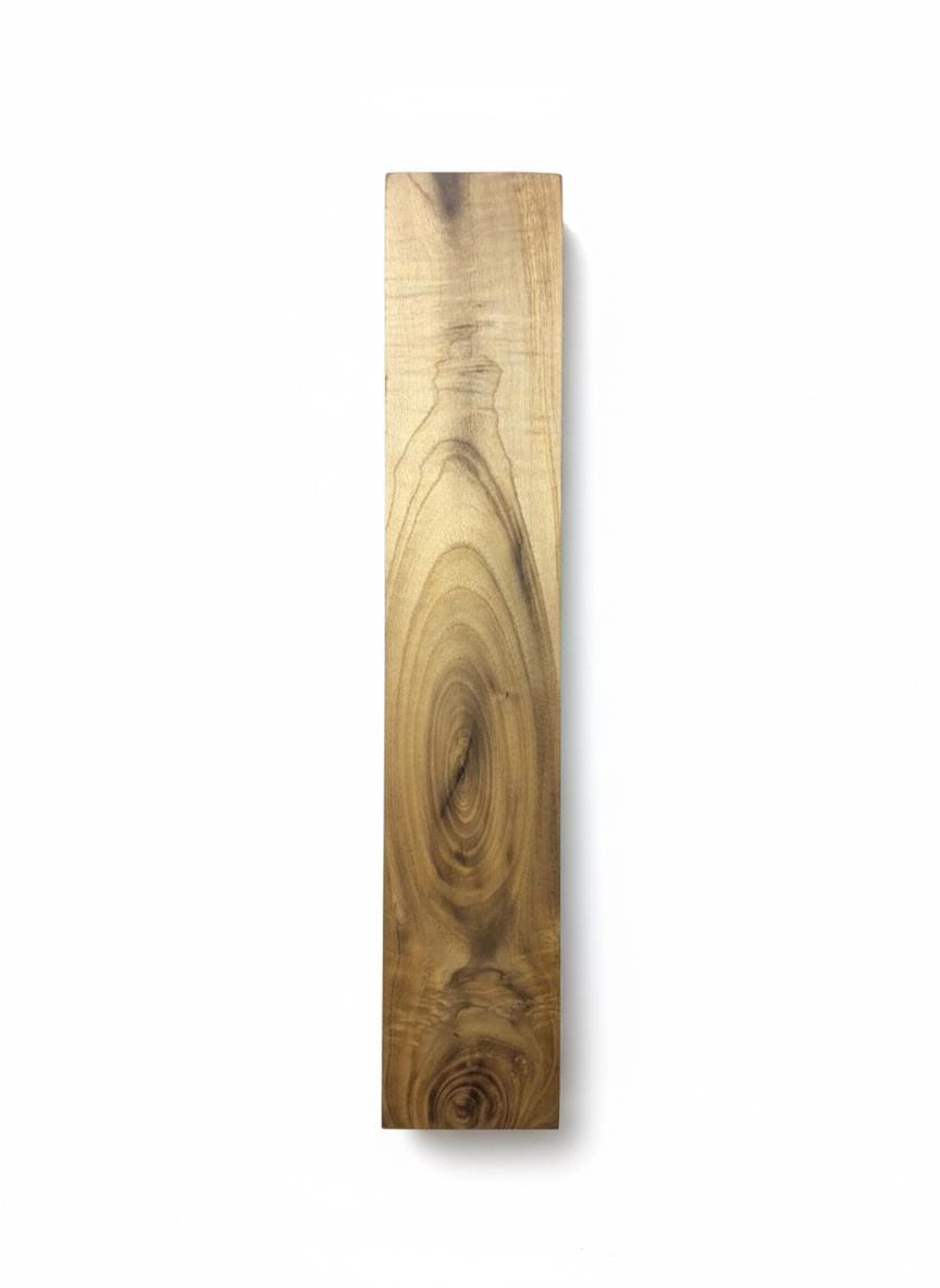Teak-type exotic hardwood blank, 12.25 in, olive-gold chatoyance