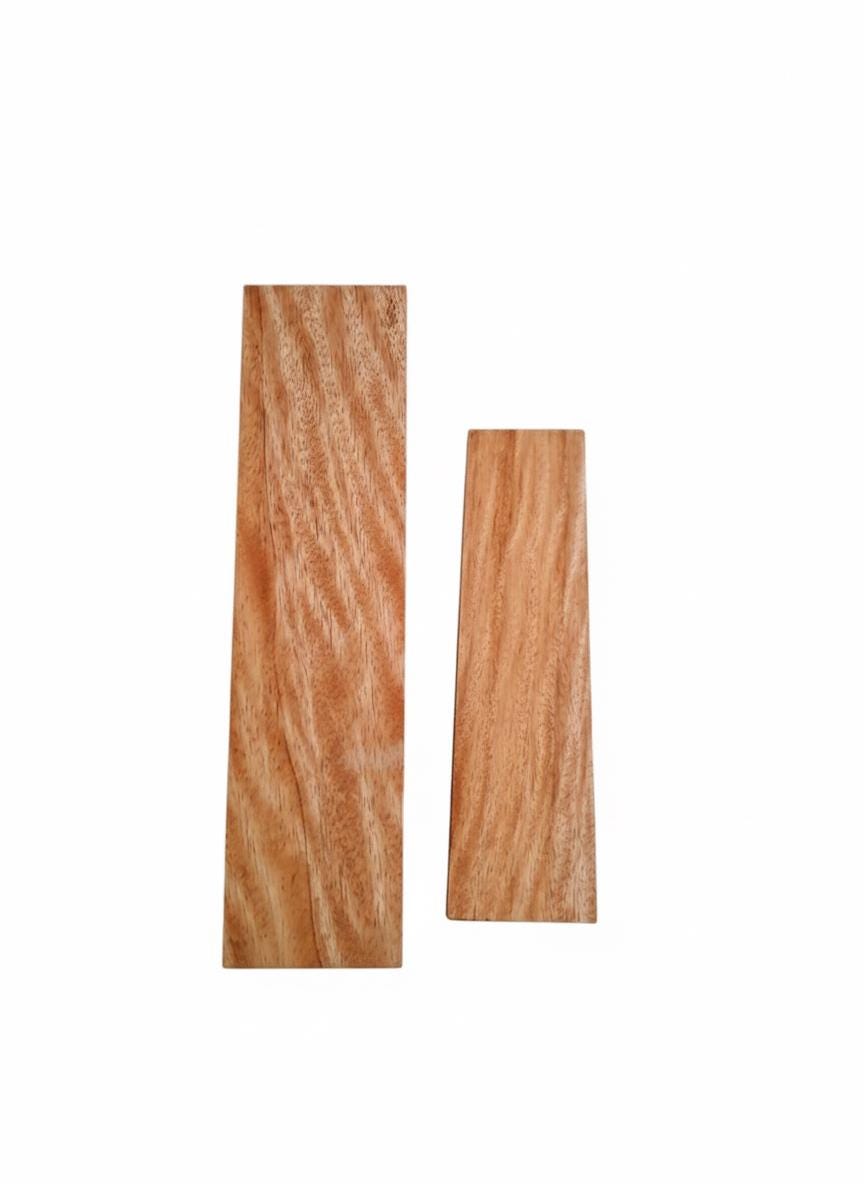 Honey-gold figured exotic hardwood blank, 8.25 in, flowing grain