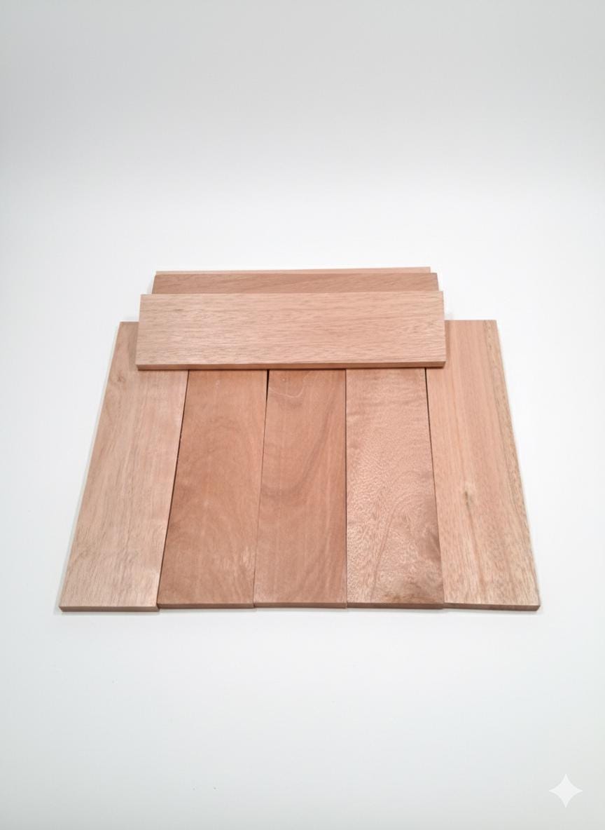 Set of four Pink Mahogany wood boards, 11.5 in minimum, fine grain