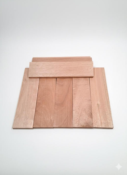 Set of four Pink Mahogany wood boards, 11.5 in minimum, fine grain