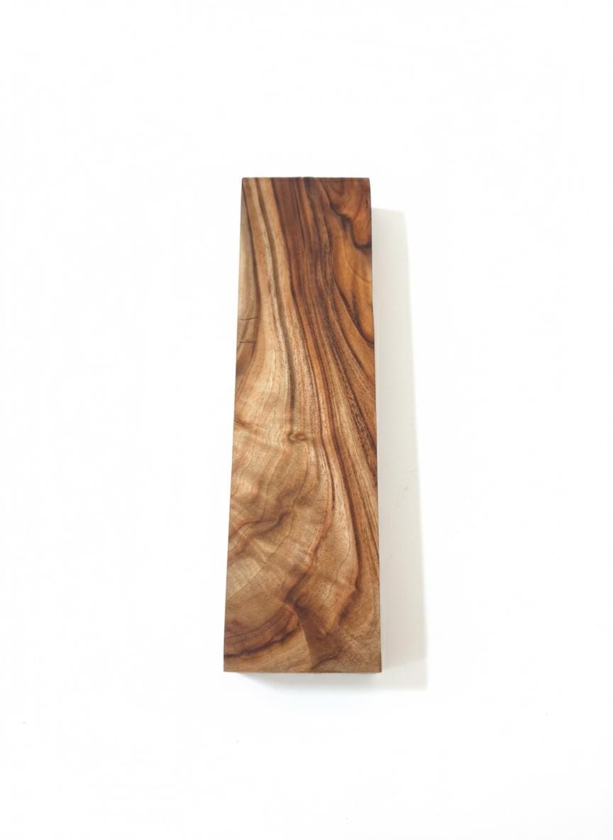 Eucalyptus handle blank with flowing dark ribbons and natural chatoyance