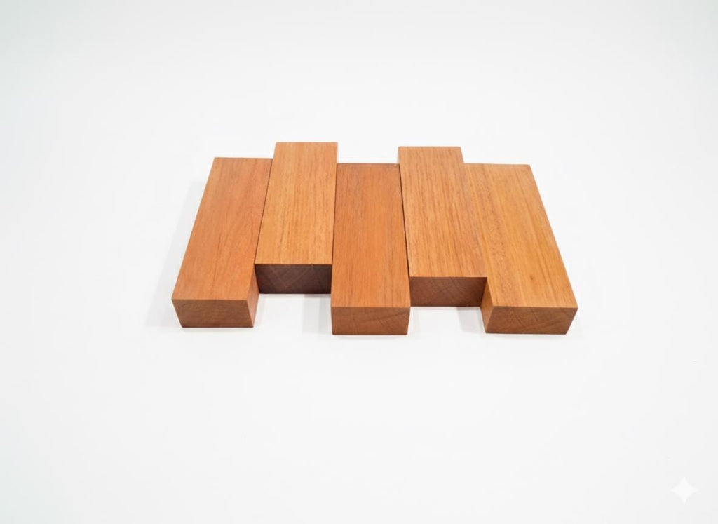 Brown Meranti turning blank, 7 × 2.25 × 1.25 in, dense hardwood