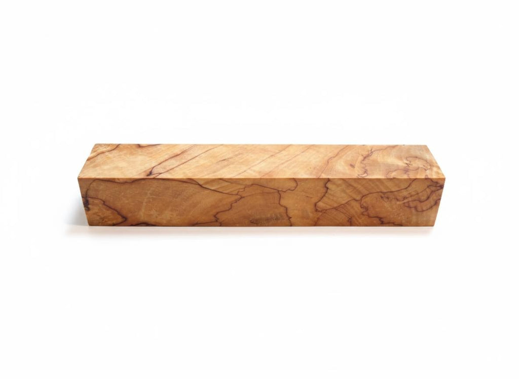 Yellow Birch spalted blank with cream-to-golden figure and dark lines