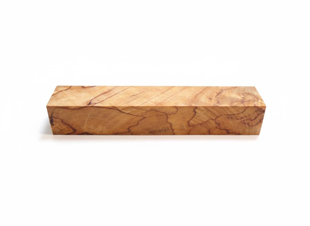 Yellow Birch spalted blank with cream-to-golden figure and dark lines