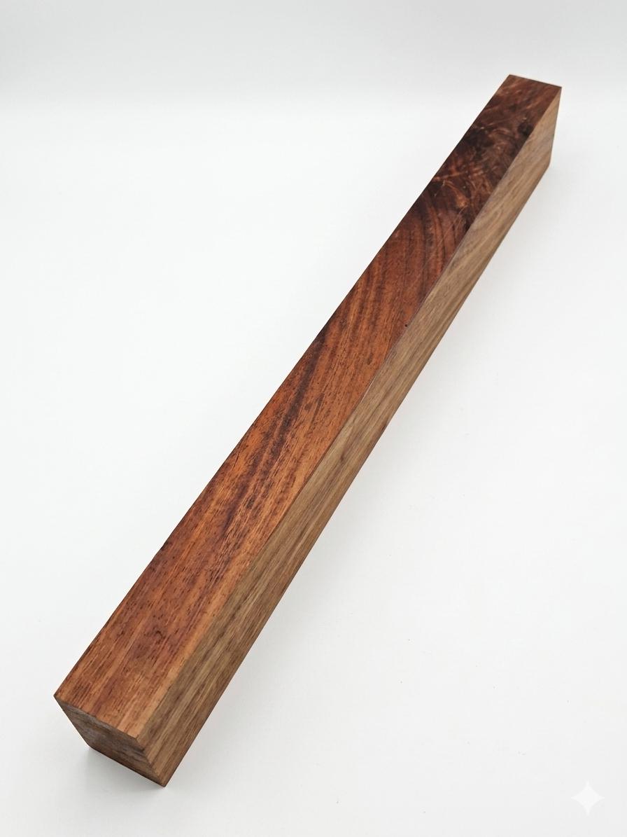Premium Bubinga hardwood blank with reddish-brown figured grain