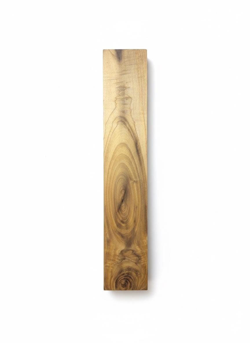 Olive-gold Teak-type hardwood blank with concentric grain eyes