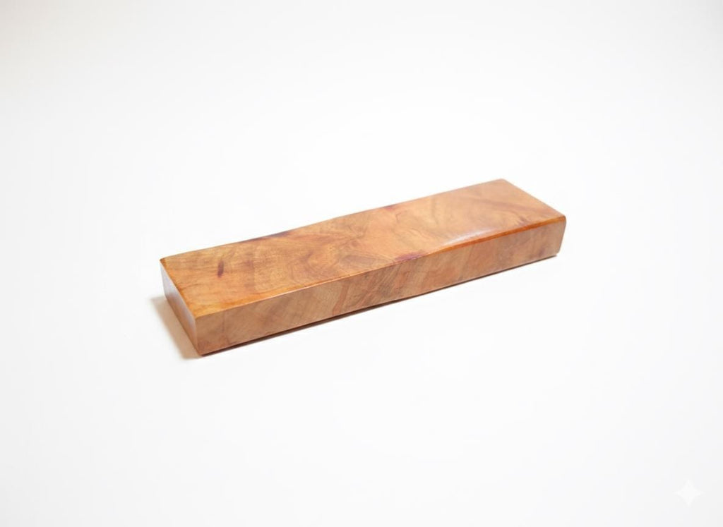 Maple Burl knife-handle scale, 5.875 in, golden-honey figure