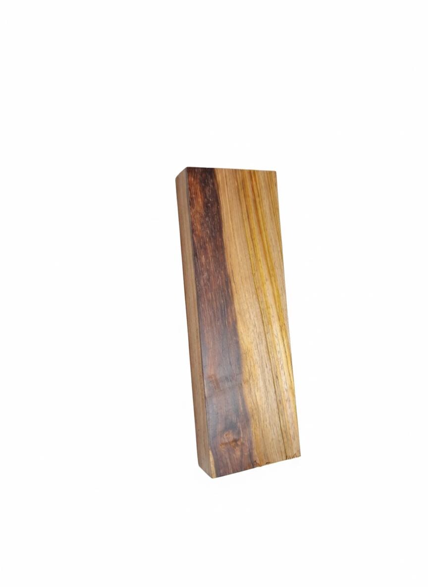 Two-tone exotic hardwood blank, 8.25 in, honey olive and red-brown contrast