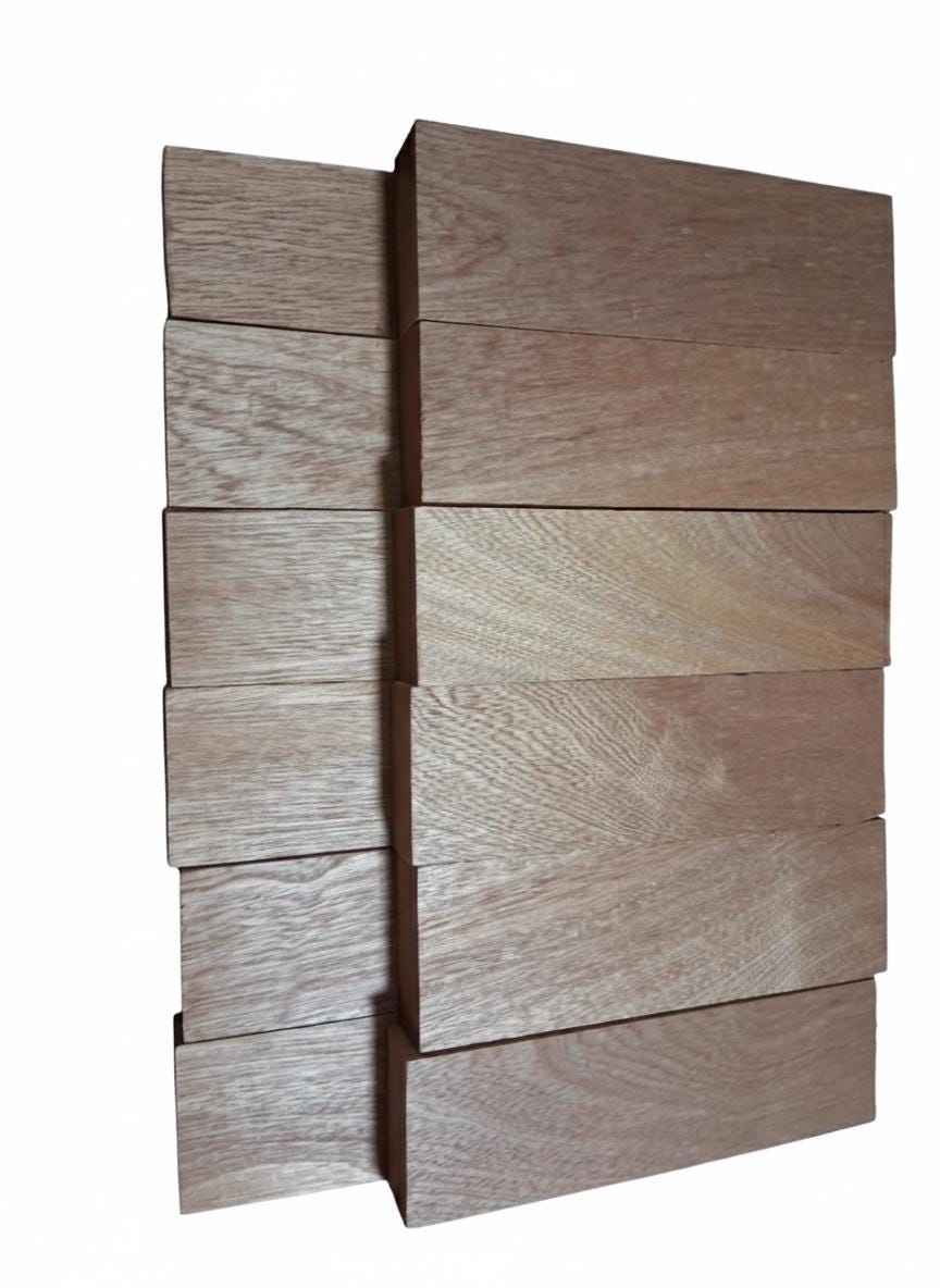 Pair of red exotic hardwood blanks with pink-to-golden grain
