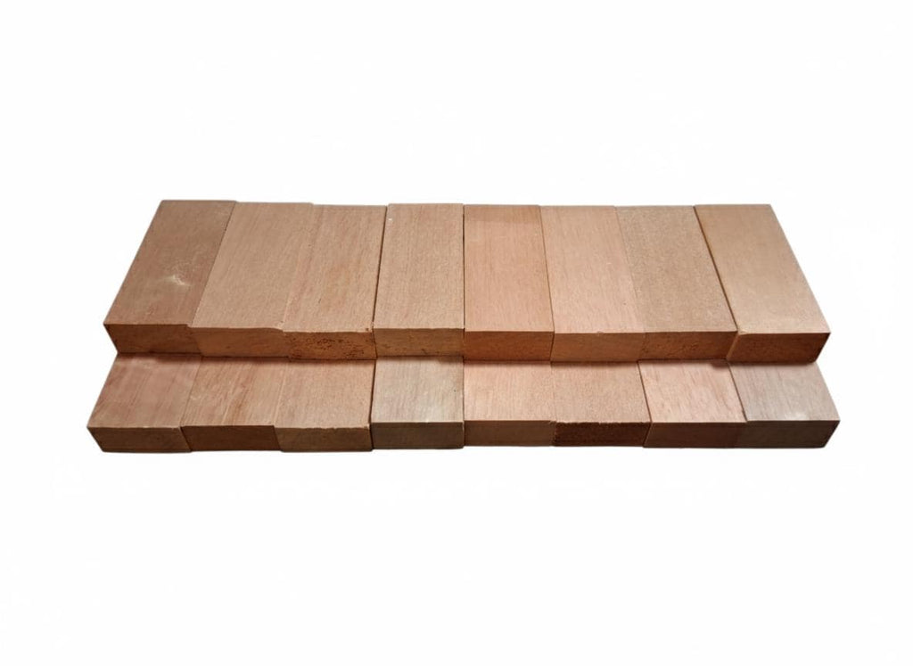 Matched pair of rose-toned exotic hardwood blanks with silky grain