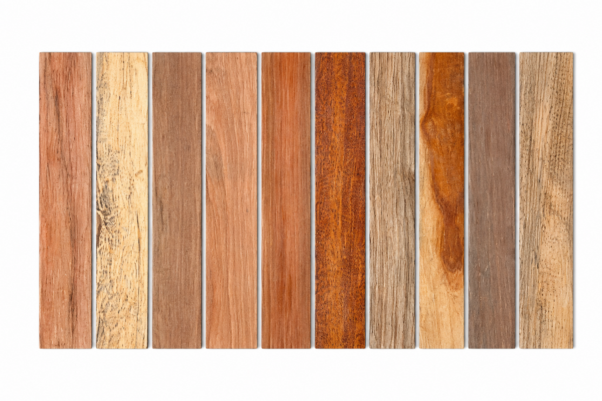 Lot F exotic hardwood board pack, 10 boards, 12 in minimum
