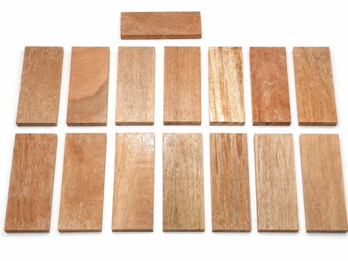 Lot A exotic wood craft boards, set of 15, 6.5 × 2.5 in
