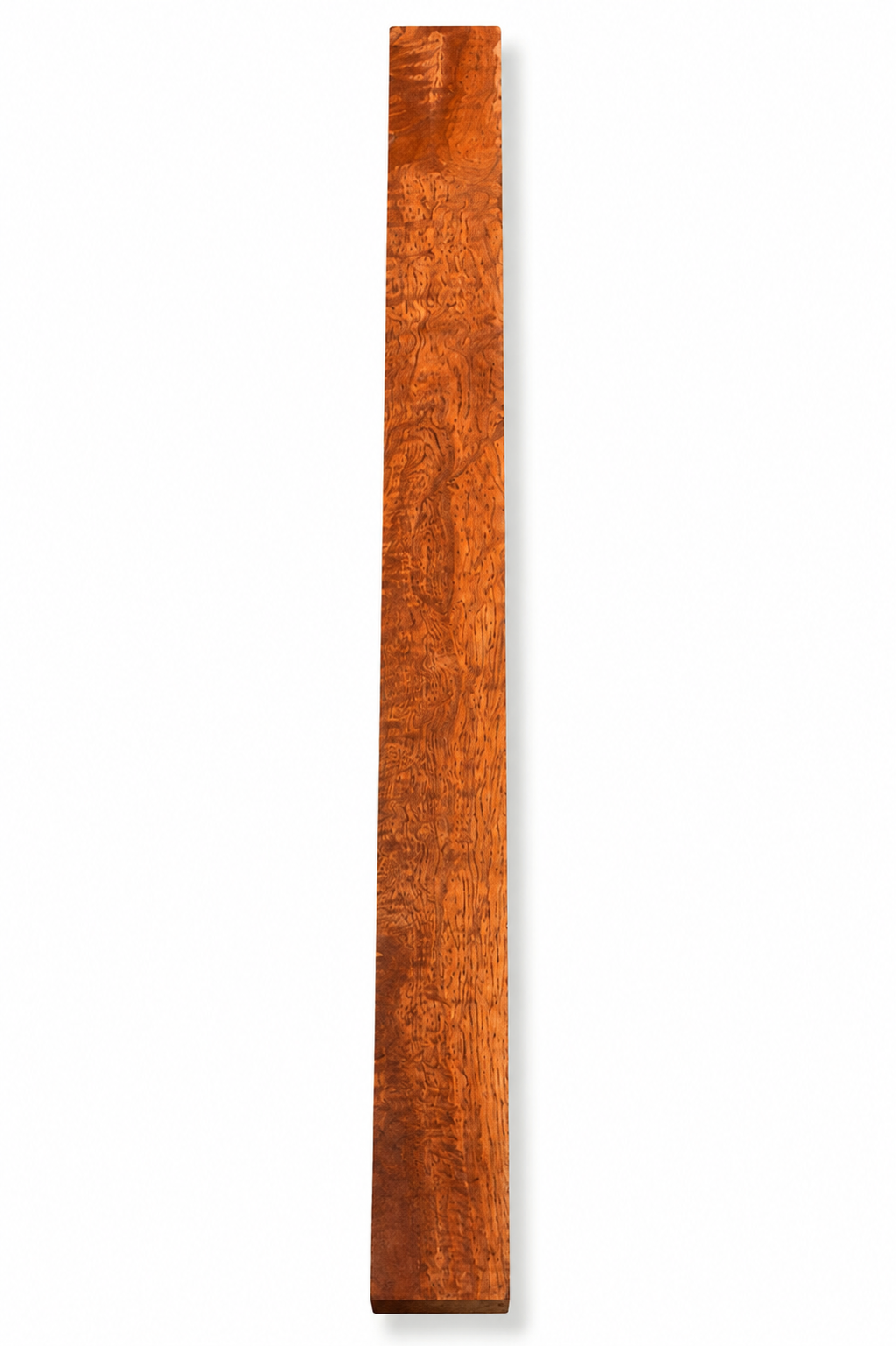 Dense exotic hardwood blank with tight repeating bands and reflective figure
