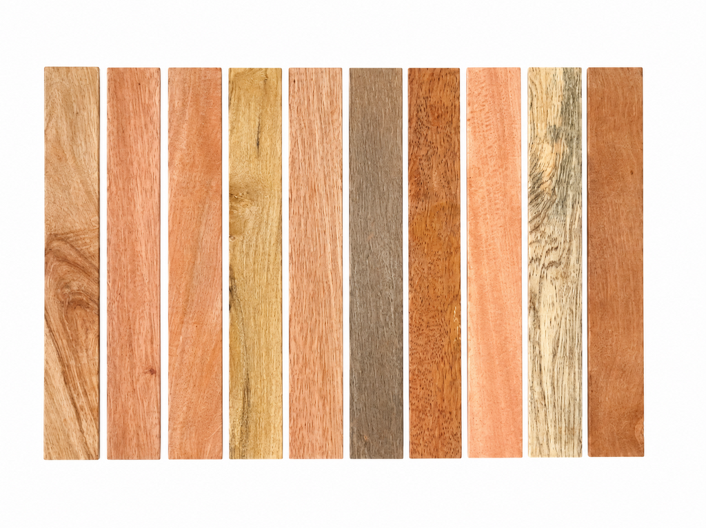 Lot C exotic hardwood board pack, 10 boards, 24 in minimum