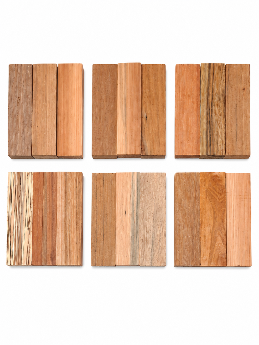 Pack of 3 exotic hardwood blanks with mixed natural color and grain