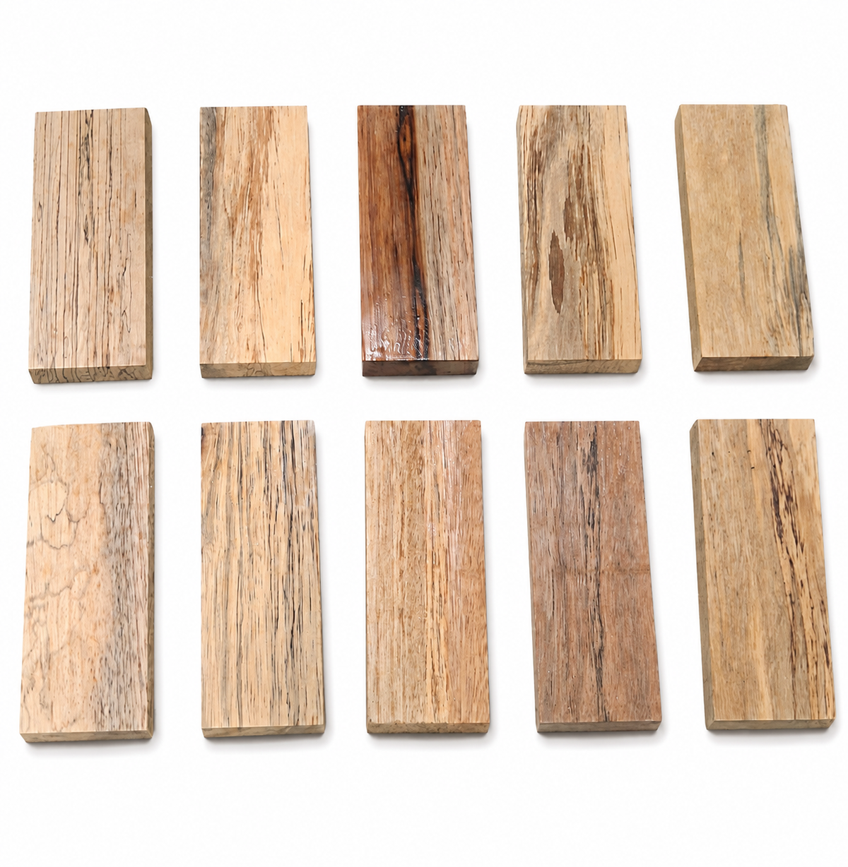 Spalted exotic wood boards, set of 10, 6.5 in with zone-line figure