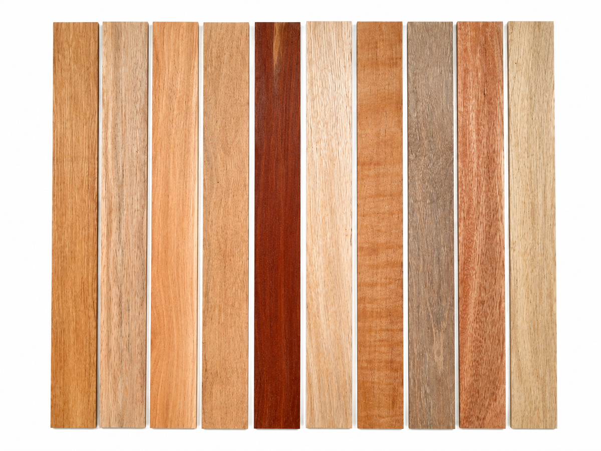 Lot A exotic hardwood board pack, 10 boards, 24 in minimum