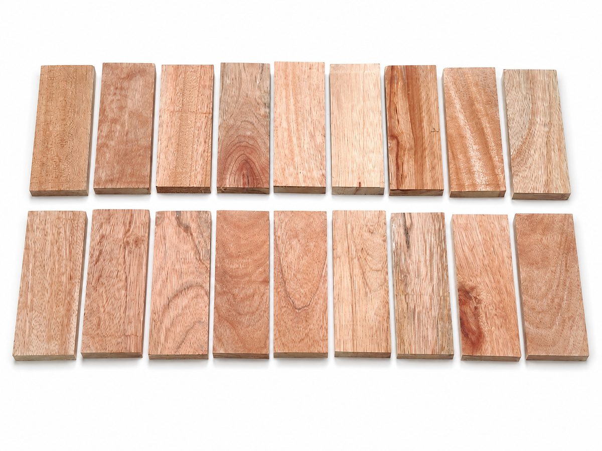 Lot B pink exotic hardwood craft boards, 17 pieces, 6.5 × 2.5 in