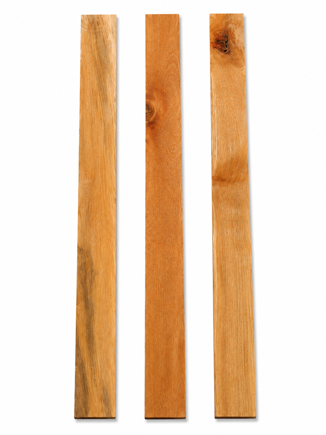 Lot #38, three golden figured hardwood boards with honey and amber tones