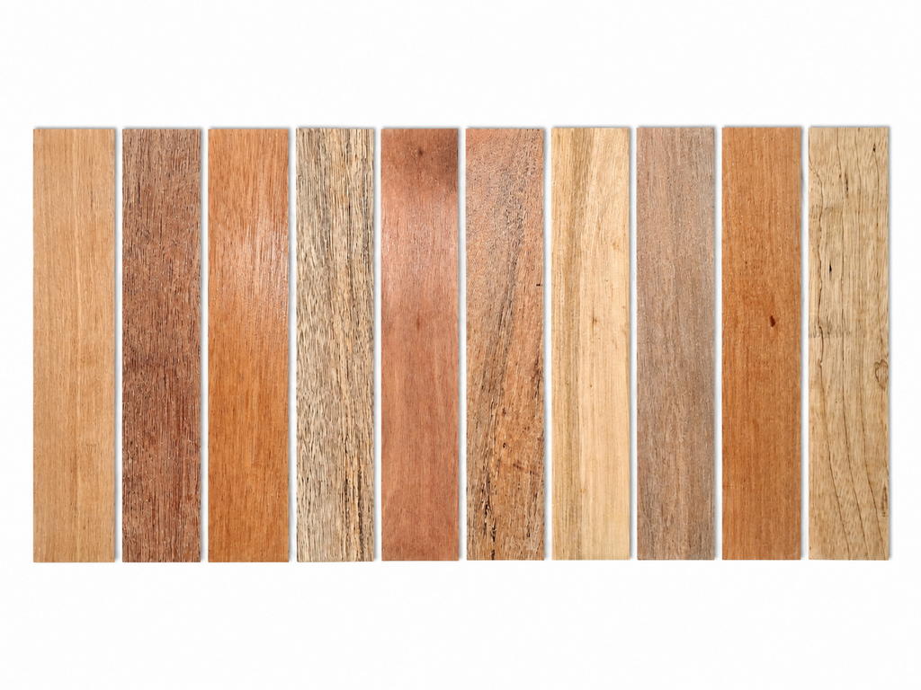 Lot E exotic hardwood board pack, 10 boards, 12 in minimum