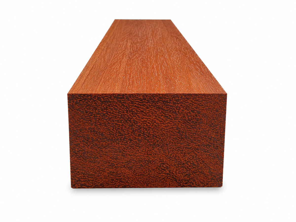 Azobé board with dense reddish-brown grain and long blank format