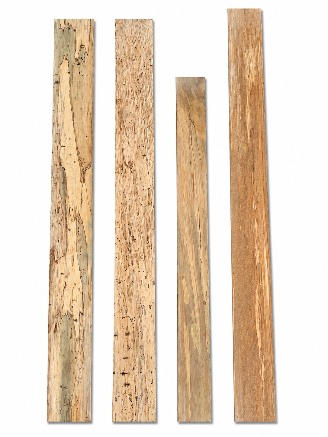 Spalted board lot with cream-to-honey tones and natural galleries