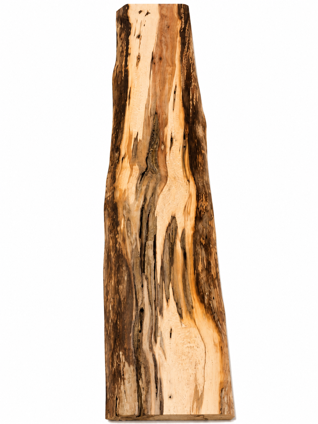 Spalted Cherry display slab, 30 in, amber tones and grey spalting