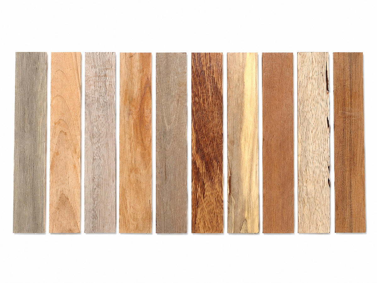 Lot D exotic hardwood board pack, 10 boards, 12 in minimum