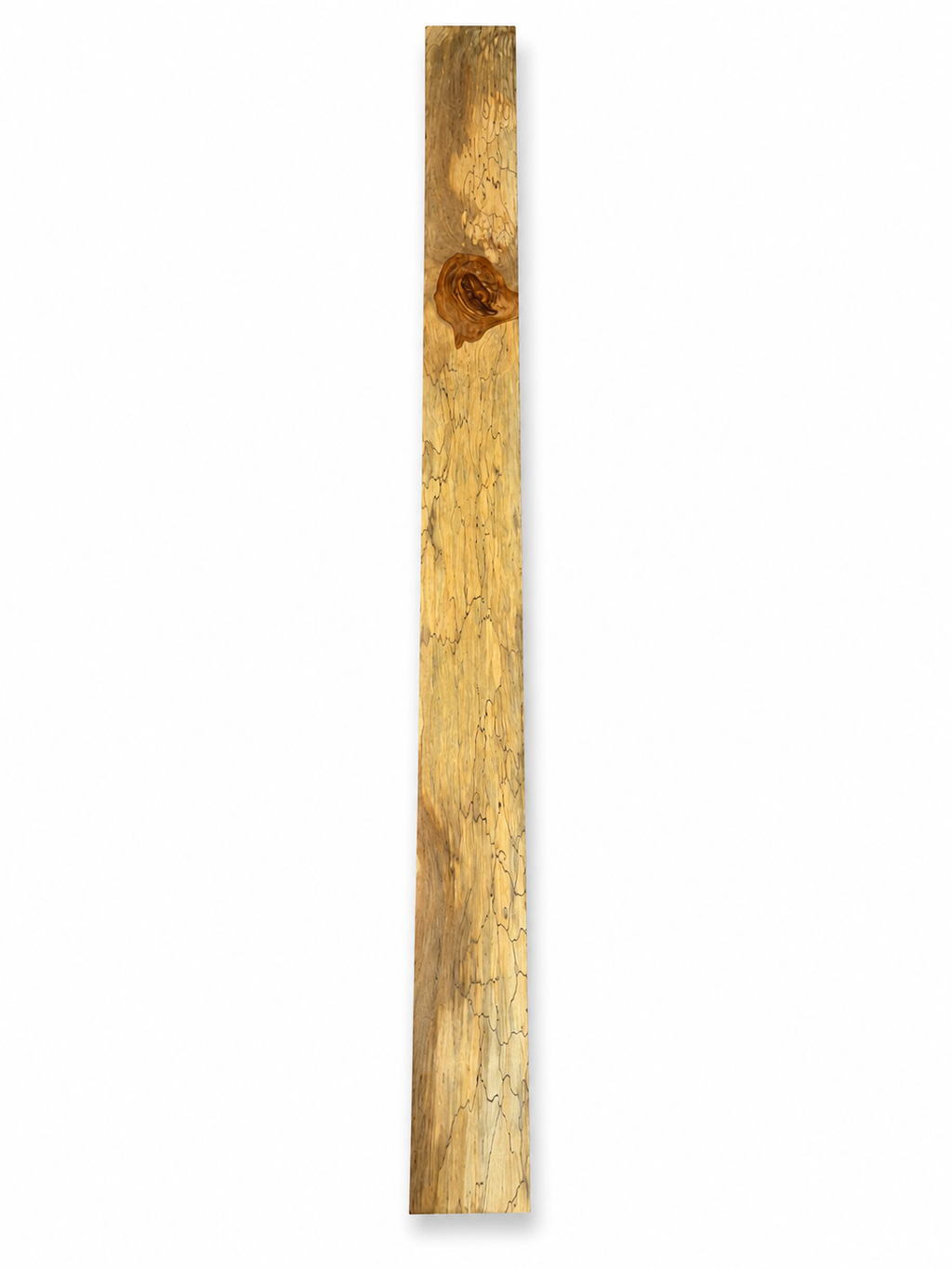 Long spalted hardwood blank with dark zone lines and natural knots
