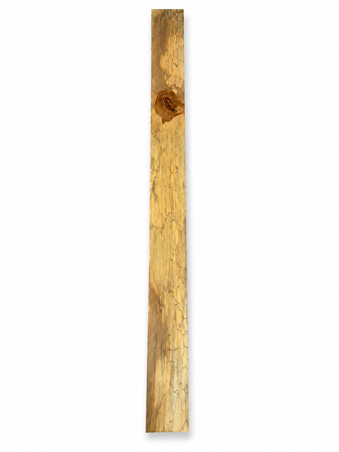 Long spalted hardwood blank with dark zone lines and natural knots