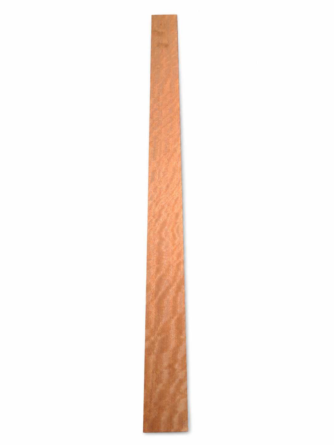Figured rippled exotic hardwood board, 35.5 in, golden rosy-brown tones