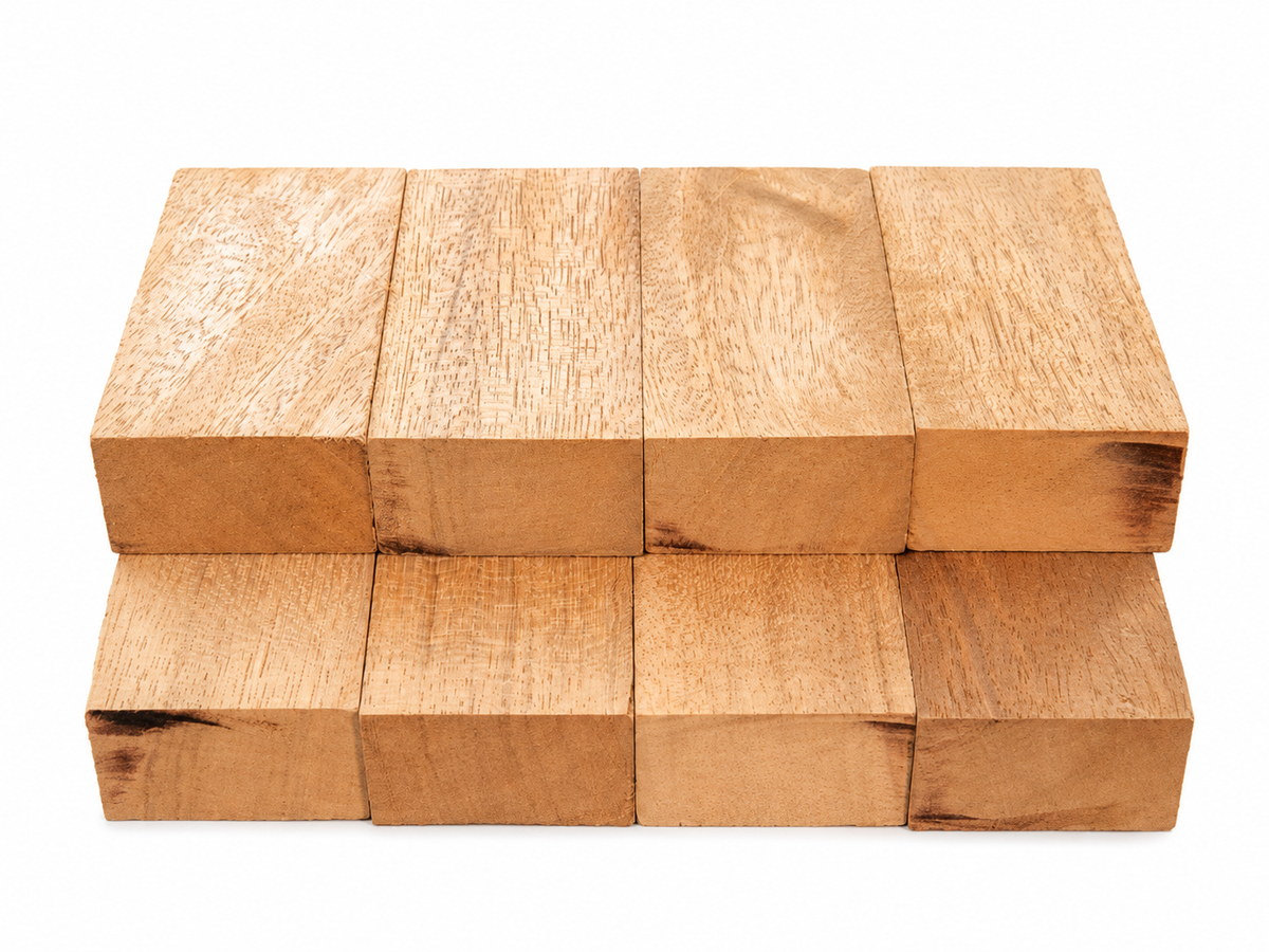 Golden exotic hardwood blank with fine grain and reflective figure