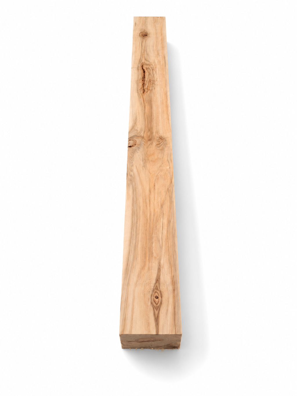 Character hardwood board with flowing natural grain and knots