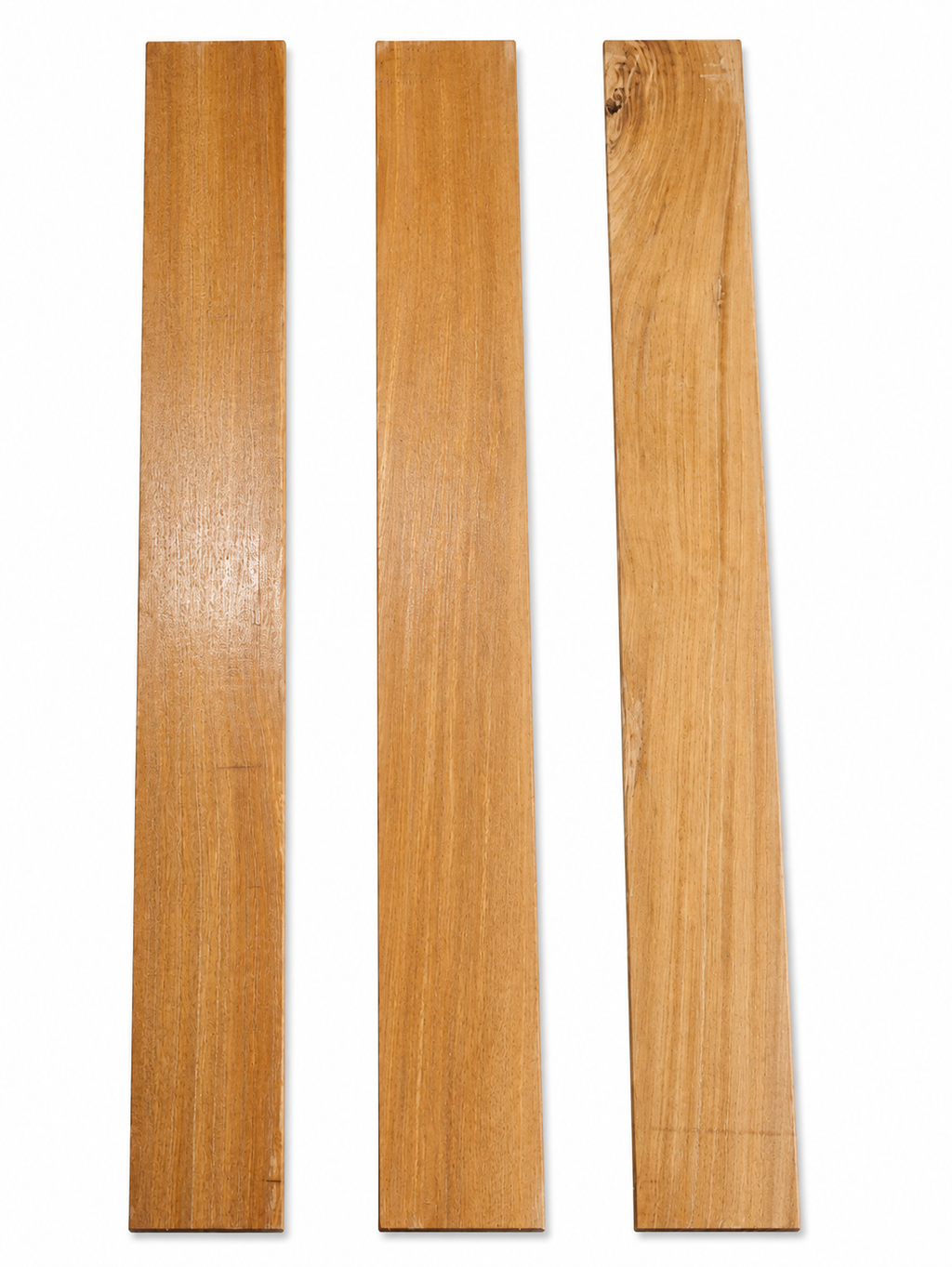 Lot #37, three dense golden hardwood boards with clean linear grain